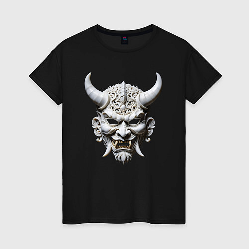 Женская футболка Демон японская резная маска / Черный – фото 1