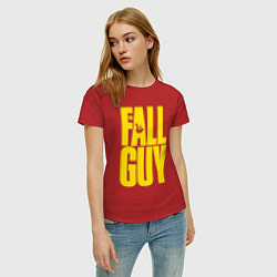 Футболка хлопковая женская The fall guy logo, цвет: красный — фото 2