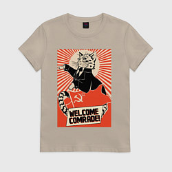 Женская футболка Кот добро пожаловать комрад мем