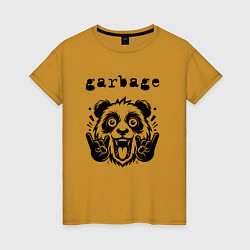 Футболка хлопковая женская Garbage - rock panda, цвет: горчичный