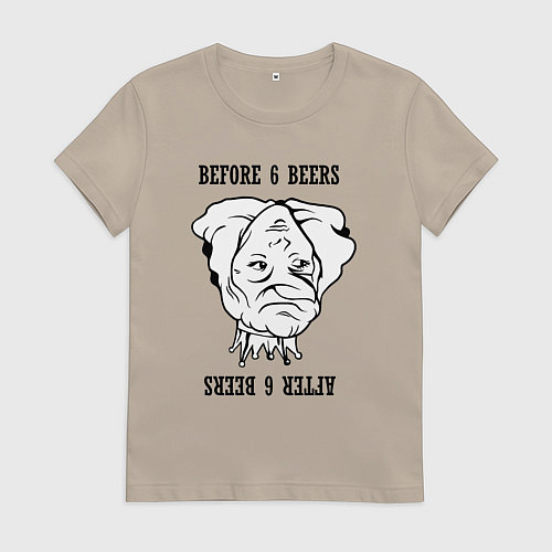 Женская футболка До и после шести пива / Миндальный – фото 1