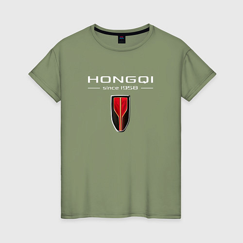 Женская футболка Hongqi - logo / Авокадо – фото 1
