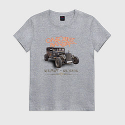 Женская футболка Хот род и надпись живи быстро