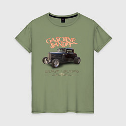 Женская футболка Хот род и надпись Gasoline bandit