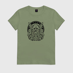 Футболка хлопковая женская Мифический скандинавский бог Один, цвет: авокадо