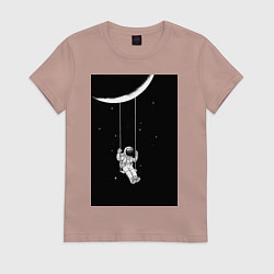 Женская футболка Космонавт на качелях планета