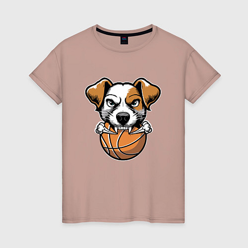 Женская футболка Баскетбольный Джек Рассел терьер / Пыльно-розовый – фото 1