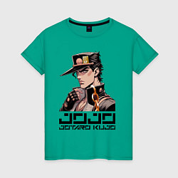 Футболка хлопковая женская Jotaro Kujo - Jojo ai art, цвет: зеленый