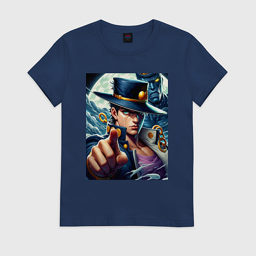 Женская футболка Jojo and his new stand ai art fantasy / Тёмно-синий – фото 1
