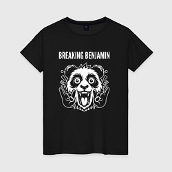 Футболка хлопковая женская Breaking Benjamin rock panda, цвет: черный