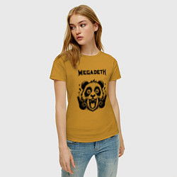 Футболка хлопковая женская Megadeth - rock panda, цвет: горчичный — фото 2