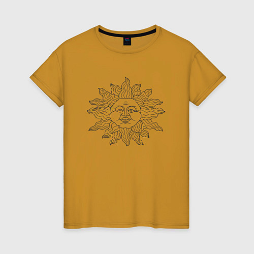 Женская футболка Черное солнце / Горчичный – фото 1