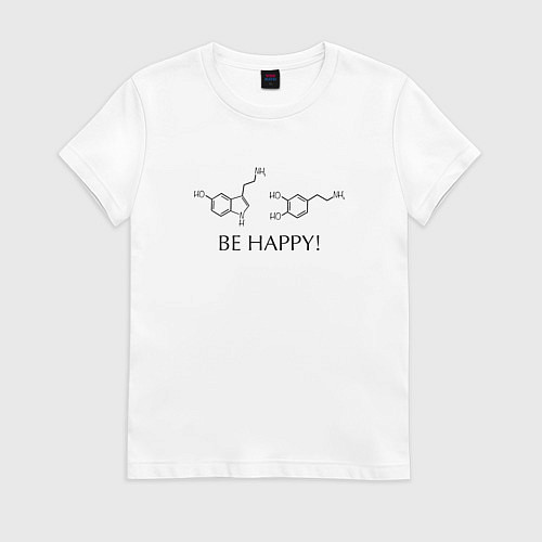 Женская футболка Гормоны счастья- серотонин и дофамин / Белый – фото 1