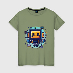 Женская футболка Пиксель робот Макс