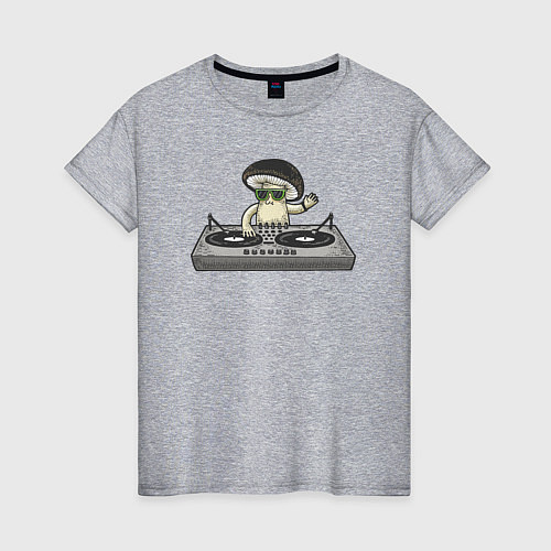 Женская футболка Диджей грибок / Меланж – фото 1