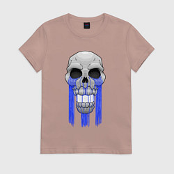 Футболка хлопковая женская Плачущий череп, цвет: пыльно-розовый