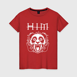 Футболка хлопковая женская HIM rock panda, цвет: красный