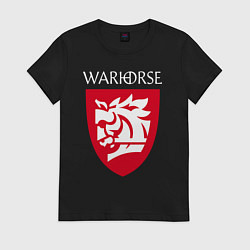 Футболка хлопковая женская Warhorse logo, цвет: черный