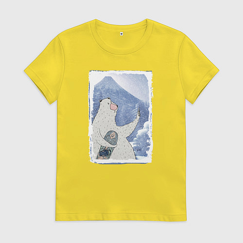 Женская футболка Зимние медвежьи селфи / Желтый – фото 1