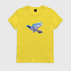 Женская футболка Летящий голубь и ночной город с двойной экспозицие