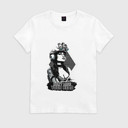 Футболка хлопковая женская Dont lose your head - military girl, цвет: белый