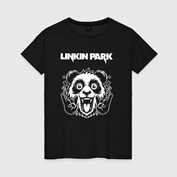 Футболка хлопковая женская Linkin Park rock panda, цвет: черный