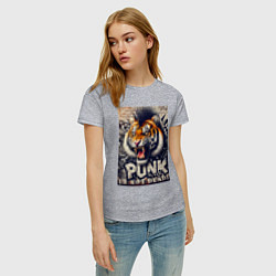 Футболка хлопковая женская Cool tiger - punks not dead, цвет: меланж — фото 2