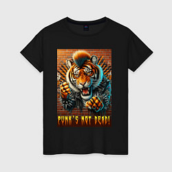 Женская футболка Punks not dead - motto tiger