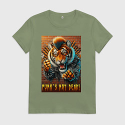 Женская футболка Punks not dead - motto tiger