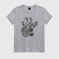 Футболка хлопковая женская Узорный жираф, цвет: меланж