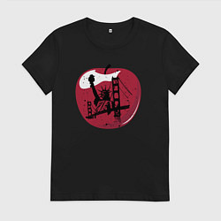 Футболка хлопковая женская Яблоко Нью-Йорка, цвет: черный