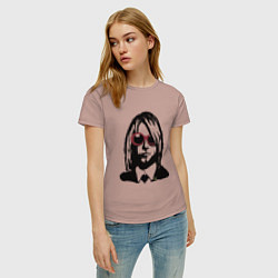 Футболка хлопковая женская Kurt Cobain Nirvana portrait, цвет: пыльно-розовый — фото 2