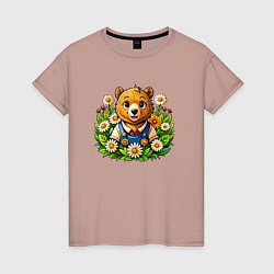 Женская футболка Медведь среди ромашек