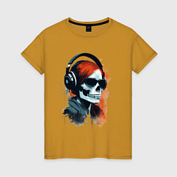 Женская футболка Grunge redhead girl skull
