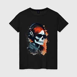 Женская футболка Grunge redhead girl skull