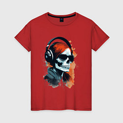 Женская футболка Grunge redhead girl skull