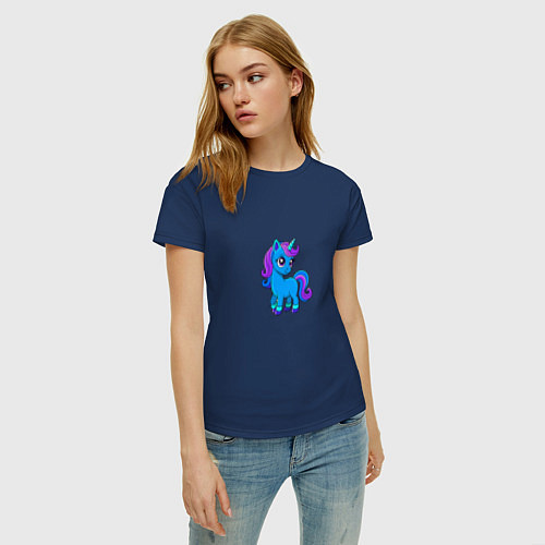 Женская футболка Единорог детская картинка / Тёмно-синий – фото 3