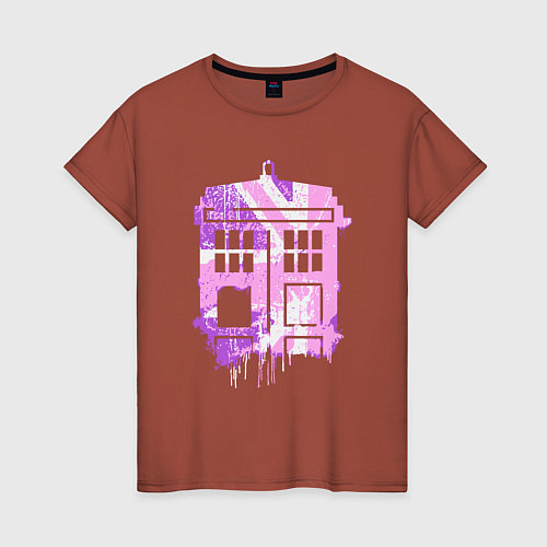 Женская футболка Pink tardis / Кирпичный – фото 1