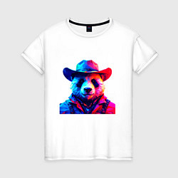 Женская футболка Панда ковбой