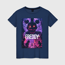 Футболка хлопковая женская Freddy - мишка Фредди, цвет: тёмно-синий