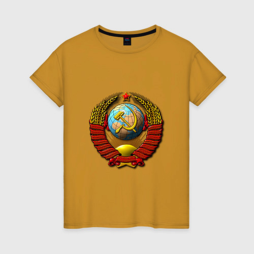 Женская футболка Герб хорошей страны ссср / Горчичный – фото 1