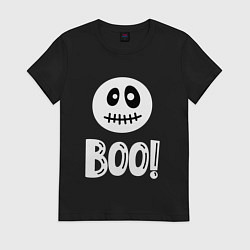 Женская футболка Страшный белый смайлик: Буу!