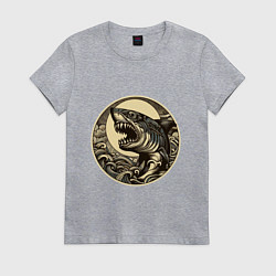 Женская футболка Кайдзю с ужасной головой акулы