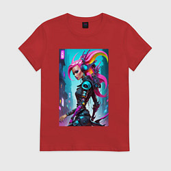 Футболка хлопковая женская Cyber witch - ai art fantasy, цвет: красный