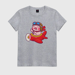 Женская футболка Поросёнок авиатор