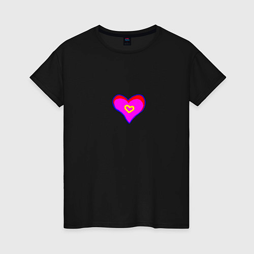 Женская футболка Яркое сердце в точке / Черный – фото 1