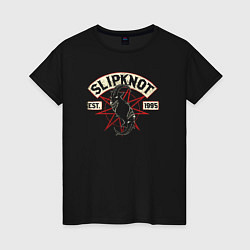 Футболка хлопковая женская Slipknot rock band, цвет: черный