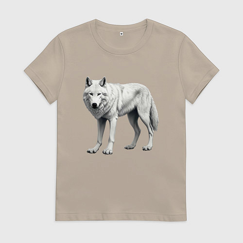 Женская футболка Белый волк альфа / Миндальный – фото 1