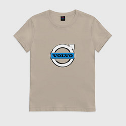 Футболка хлопковая женская Volvo logo, цвет: миндальный
