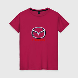 Футболка хлопковая женская Mazda logo, цвет: маджента